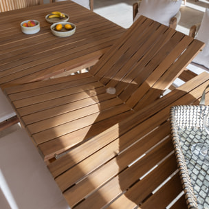 Ensemble de jardin table et 10 chaises en bois avec coussin FIDJI