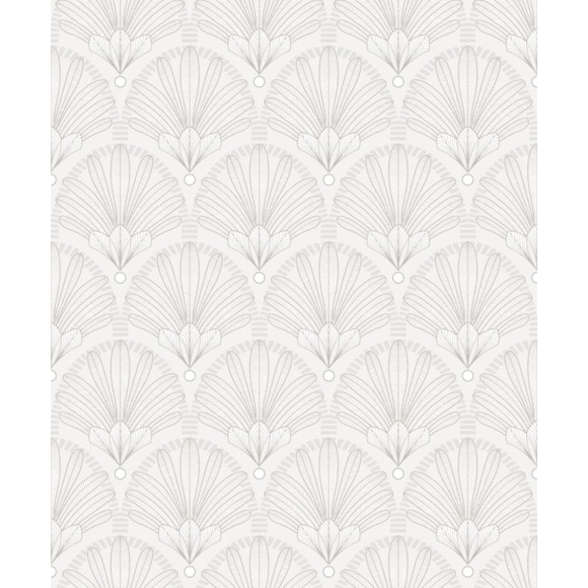 Papier peint éventails Art Nouveau blanc nacré