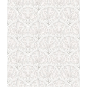 Papier peint éventails Art Nouveau blanc nacré