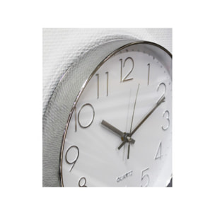 Horloge quartz ronde cadran blanc & argent - SILVER