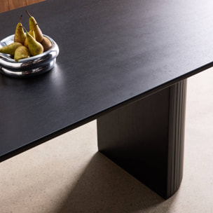 Table à manger oblongue bois d'hévéa et placage chêne 6-8 places ESTEBAN
