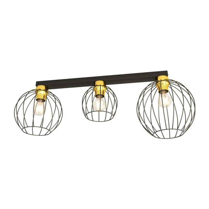 Lampada a sospensione NEST in acciaio nero opaco e oro