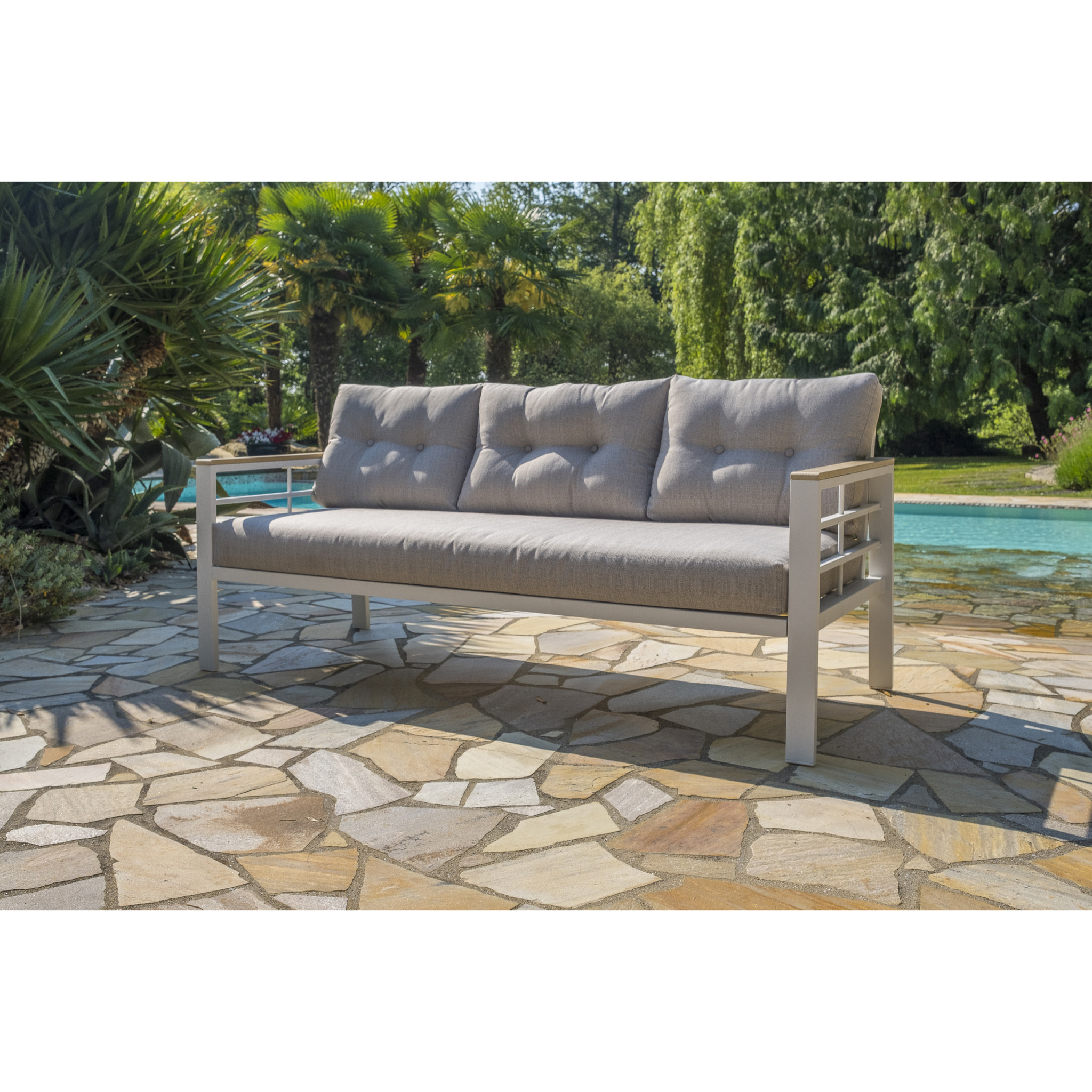 CAYENNE - Ensemble repas de jardin 7 places en aluminium