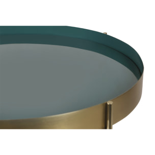 Table d'appoint avec plateau réversible bleu canard / blanc D51 cm SATEEN