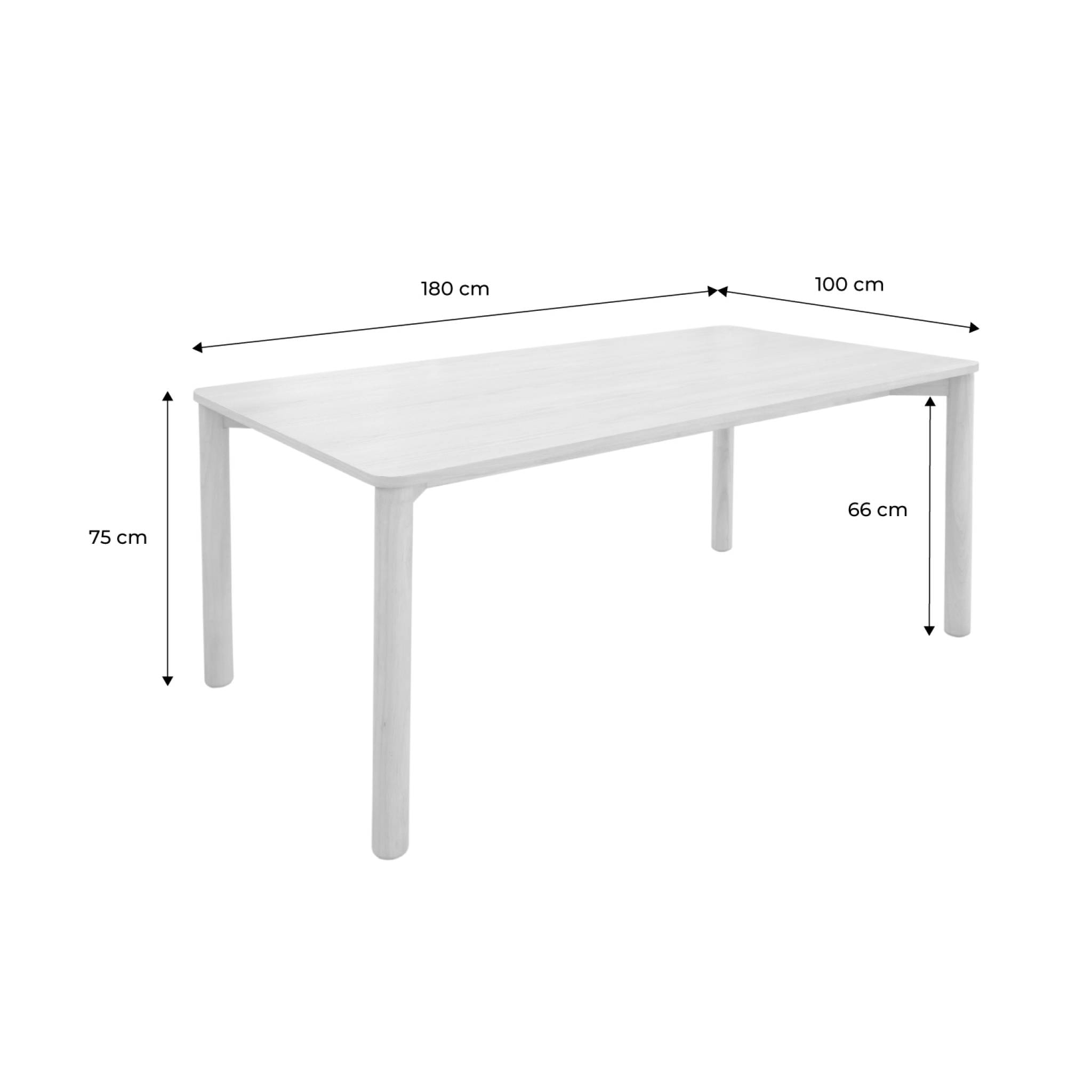 Table à manger rectangulaire bois d'hévéa et placage chêne naturel 6 places - 180 x 100 x 75 cm - Solene