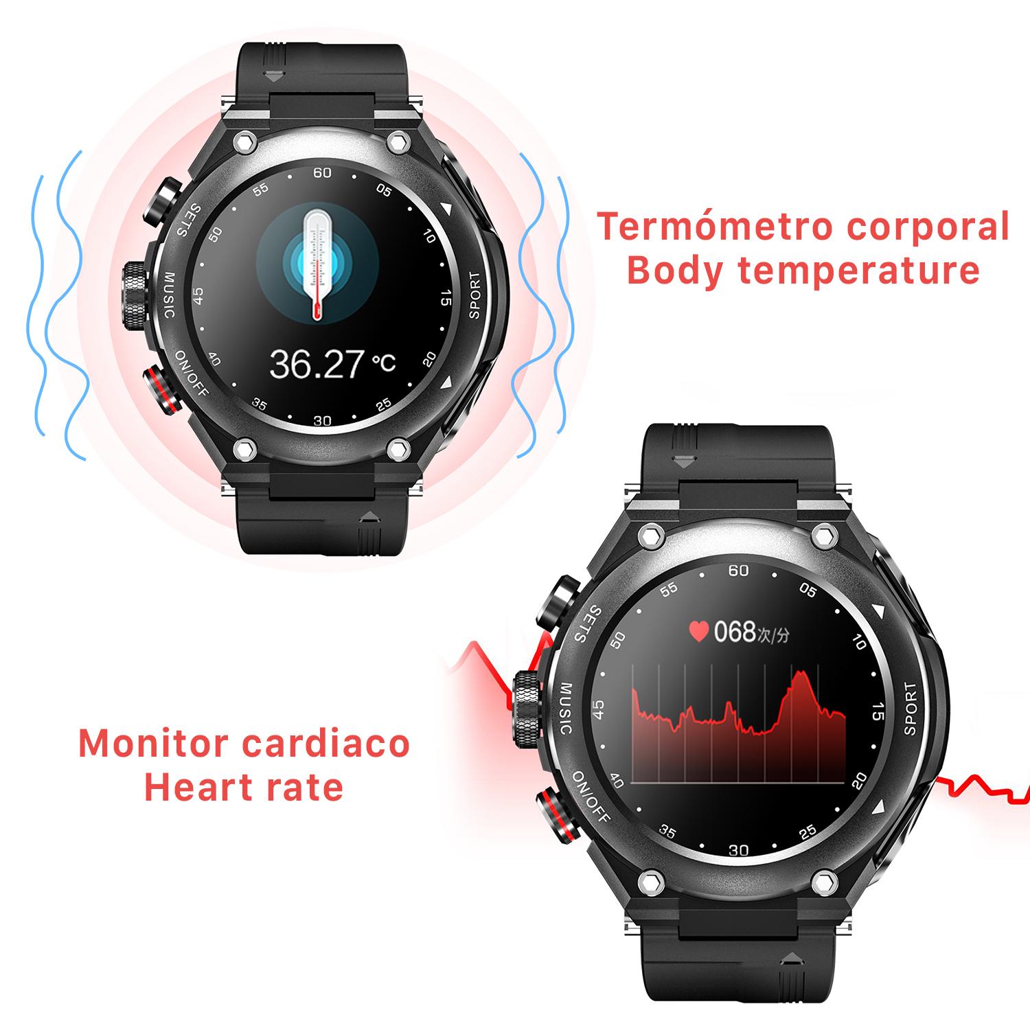 Smartwatch T92 con cuffie TWS integrate e memoria interna per la musica. Cardiofrequenzimetro, O2 nel sangue, termometro.