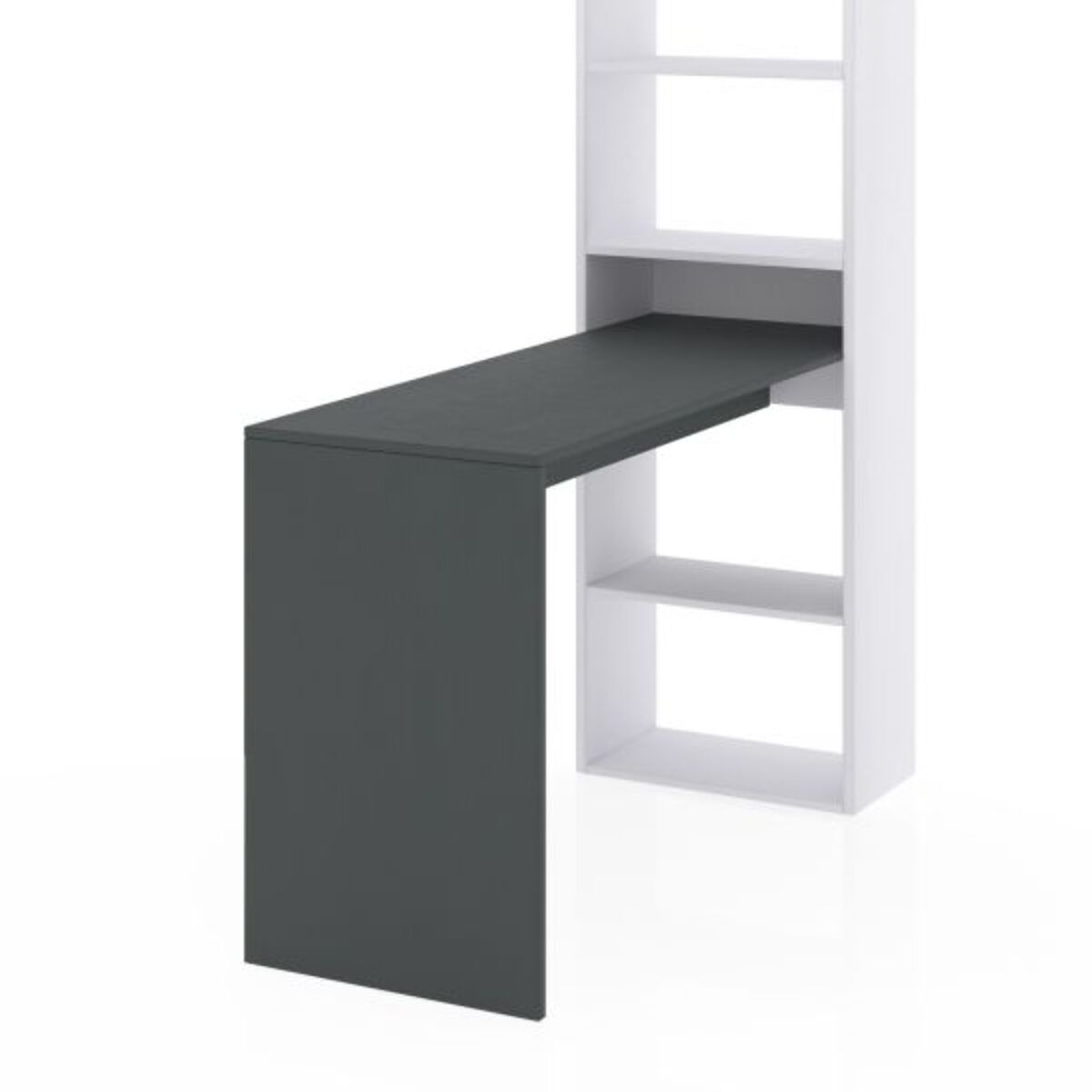 Mesa de escritorio con estantería Cosmic Blanco Artik (Blanco Mate) - Gris Antracita