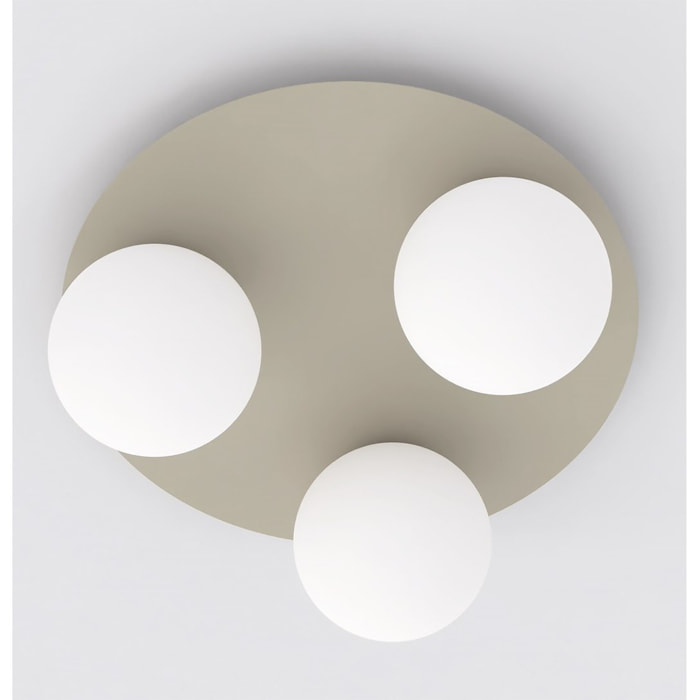 Lampada da soffitto SOLAR in acciaio mokka e vetro opale