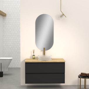 Conjunto de Baño Kub | 100 cm Negro | Dos Cajones | Lavabo de Cristal | No incluye Espejo | Mueble Montado | Alday