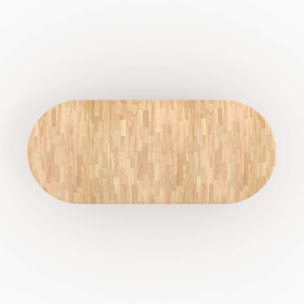 Table extensible en bois d'hévéa massif clair 6 à 10 personnes - Oli