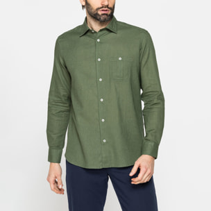 CAMICIA MISTO LINO COTONE IN COLORE TINTA UNITA