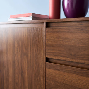 Buffet décor bois 2 portes 3 tiroirs 150cm HARMONY