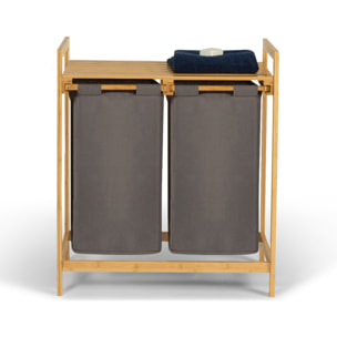 Panier à linge Maya 2 compartiments bambou