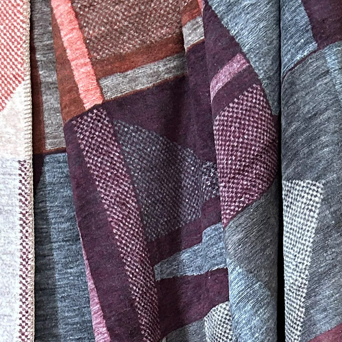 Plaid coton & autres fibres 470 g/m² motif jacquard multicolore Medley brique