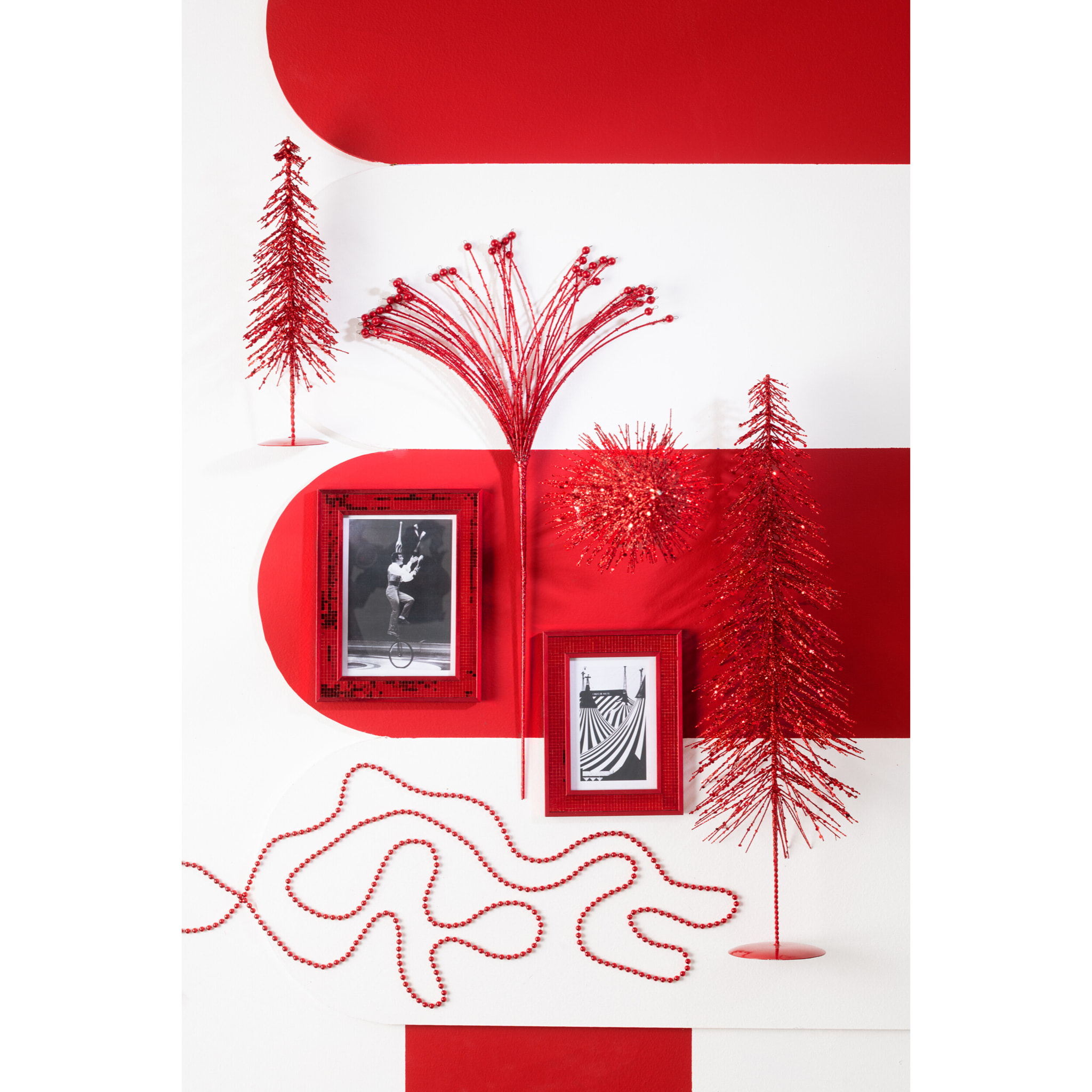 J-Line décoration Sapin de Noël Paillettes - plastique - rouge - small