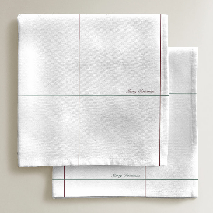 Serviette pack 2 100% coton White Christmas 3