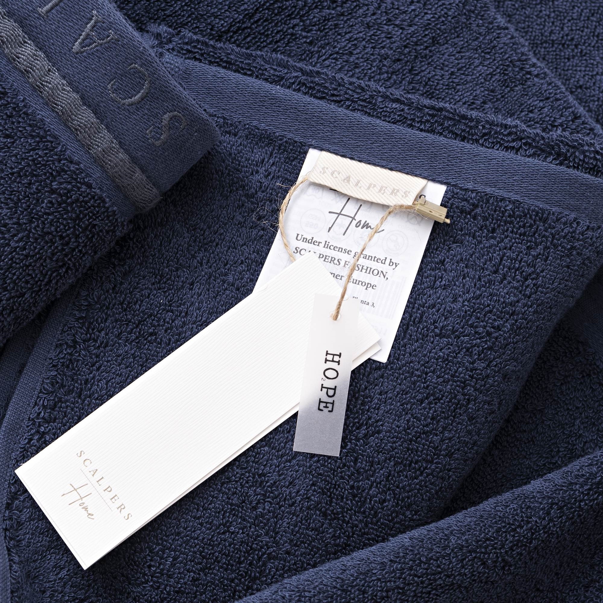 Set toallas baño (tocador 30x50cm + manos 50x90cm + baño 70x140cm) 450gsm en algodón azul con gris scalpers home