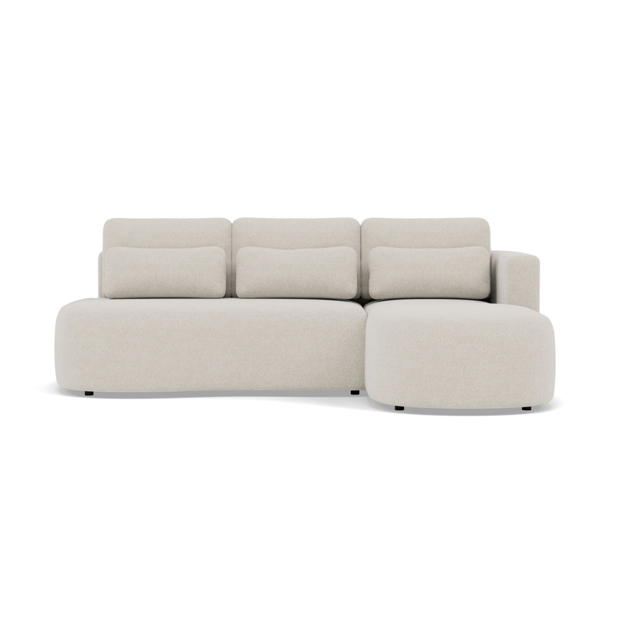 Mahina - canapé d'angle droit 4 places convertible avec coffre en tissu texturé - Beige