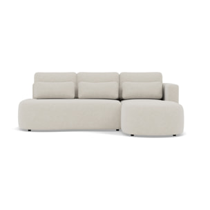 Mahina - canapé d'angle droit 4 places convertible avec coffre en tissu texturé - Beige