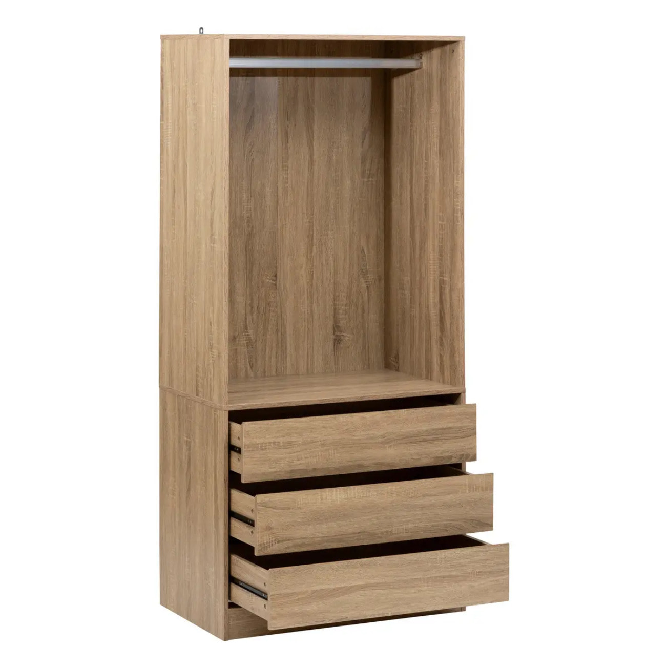 Dressing "Dolo" 3 tiroirs avec penderie effet bois