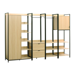 Kit dressing modulable noir avec 4 éléments. L 280 x P 48 x H 190 cm