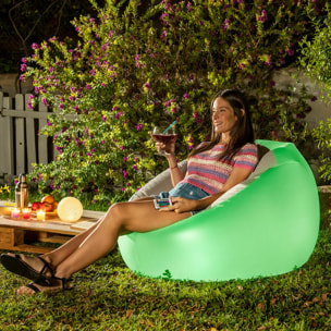 Pack Sillón Hinchable con LED Multicolor y Asiento Hinchable con LED Multicolor y Mando a Distancia InnovaGoods
