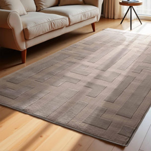 Tapis salon, motif géométrique relief texturé, kavi, design raffiné
