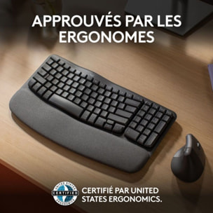 Clavier sans fil LOGITECH Wave Keys ergonomique +  repose poignets