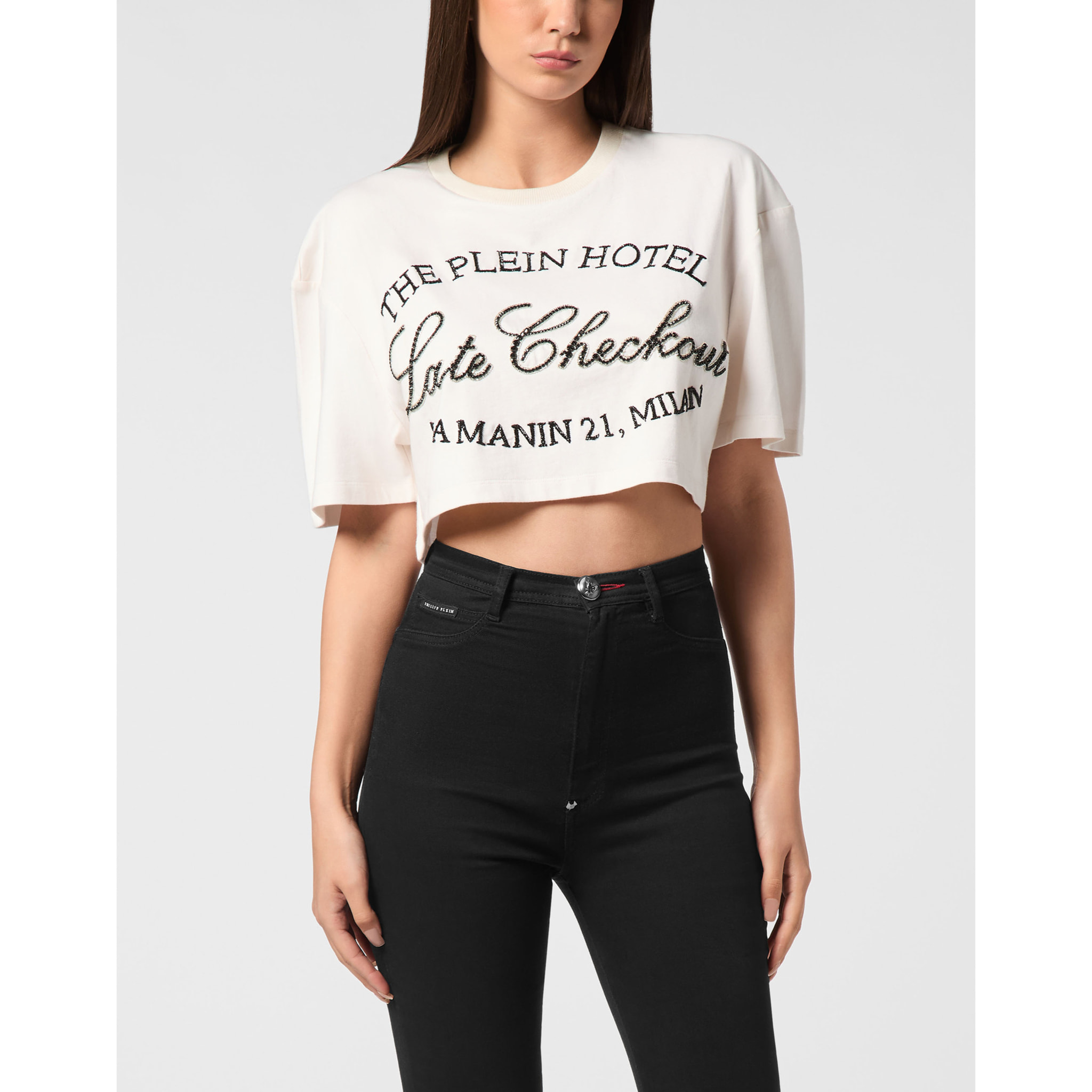 PHILIPP PLEIN T-Shirt Round Neck Ls CRYSTAL