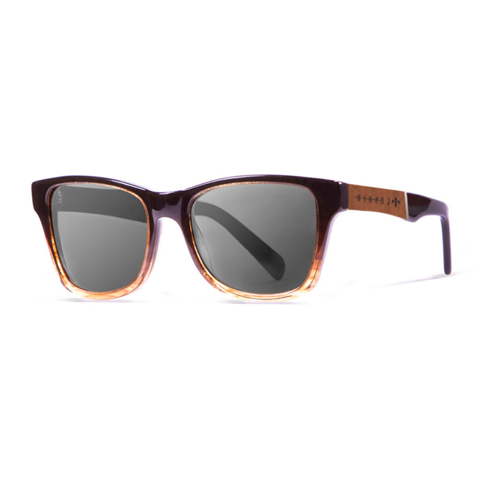 Gafas de sol LENOIR MARIUS - Negro brillante y rayada, patilla de ébano y plata / Gris
