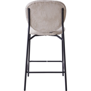 Lot de 2 tabourets de bar en velours côtelé - BETTY