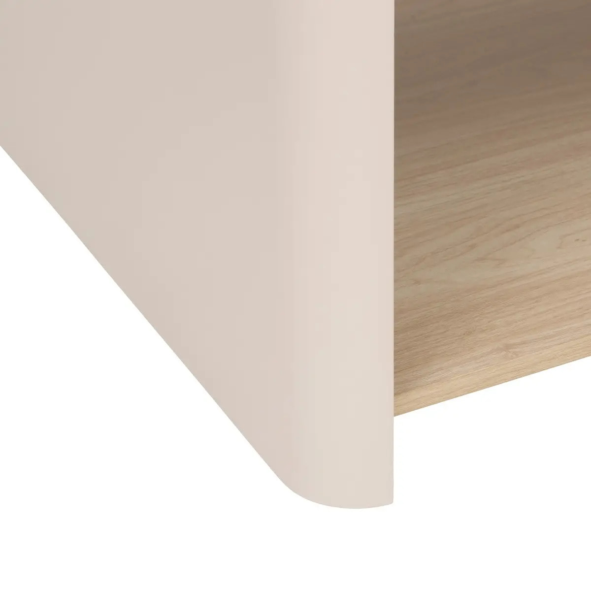 Table basse Roundy blanc ivoire et bois