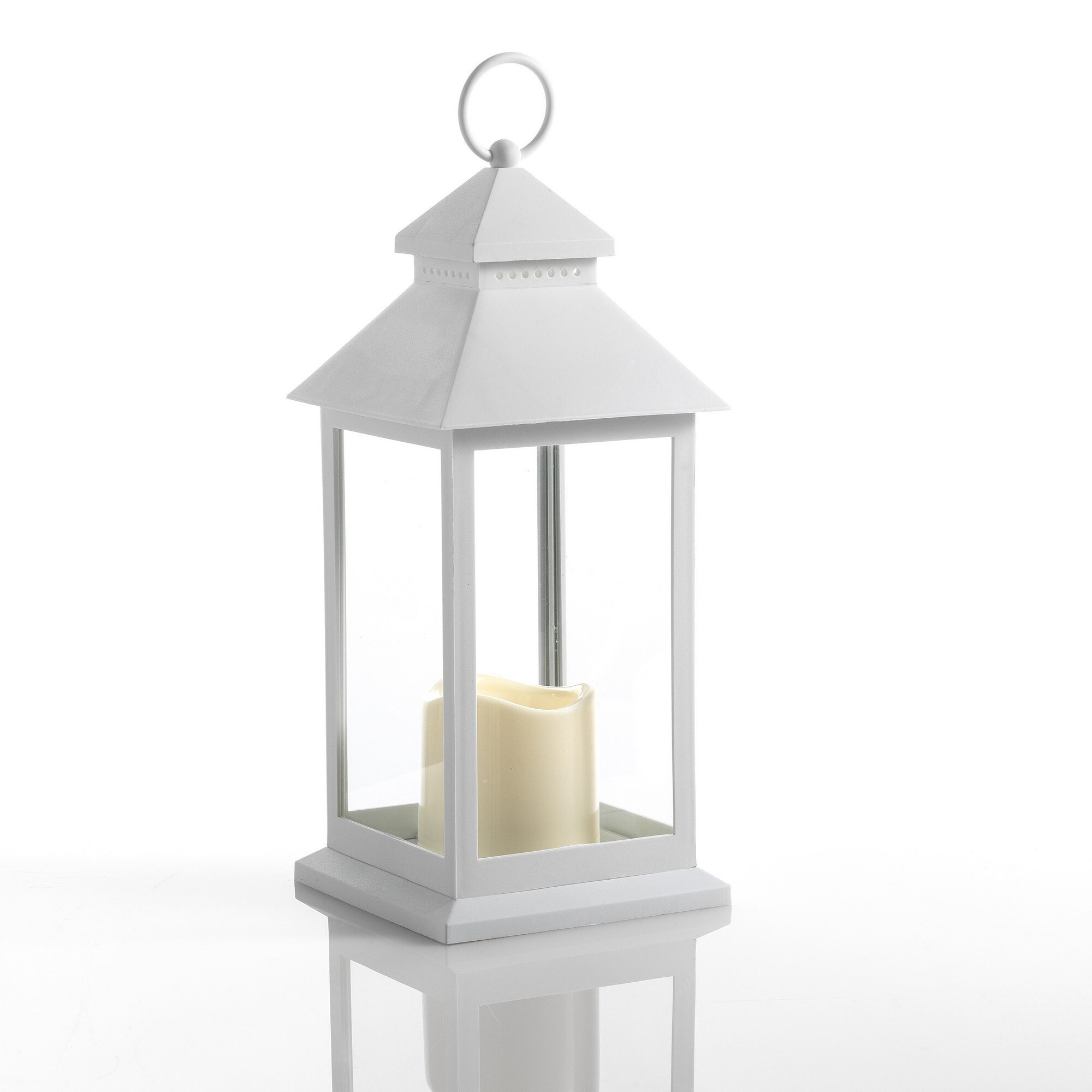 Lampe décorative Tomasucci LANTERN 30,5, en plastique et verre, blanc, 13,5 × 13,5 × 30,5 cm