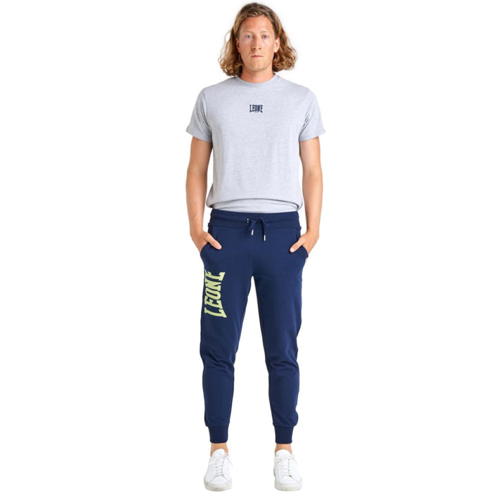 Pantalón de hombre Leone Basic con gran logo en algodón no perchado