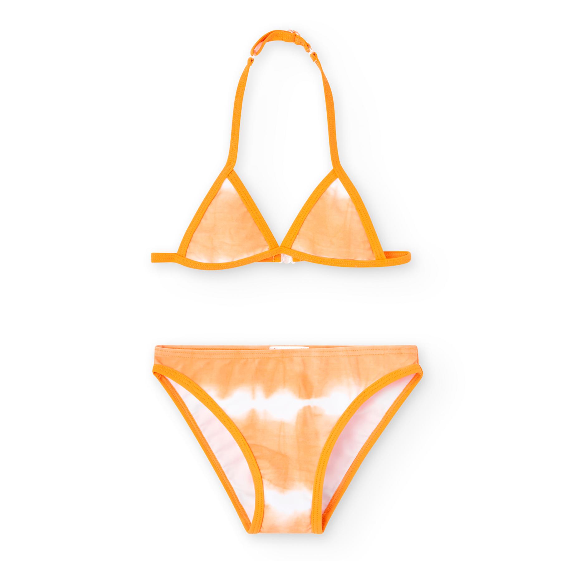 Bikini en naranja con estampado lavado