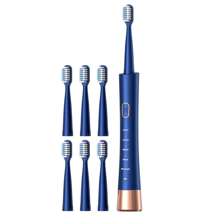Cepillo de dientes eléctrico sónico 31.000rpm. 5 modos. Cuerpo impermeable IPX8. Con 6 cabezales de recambio.