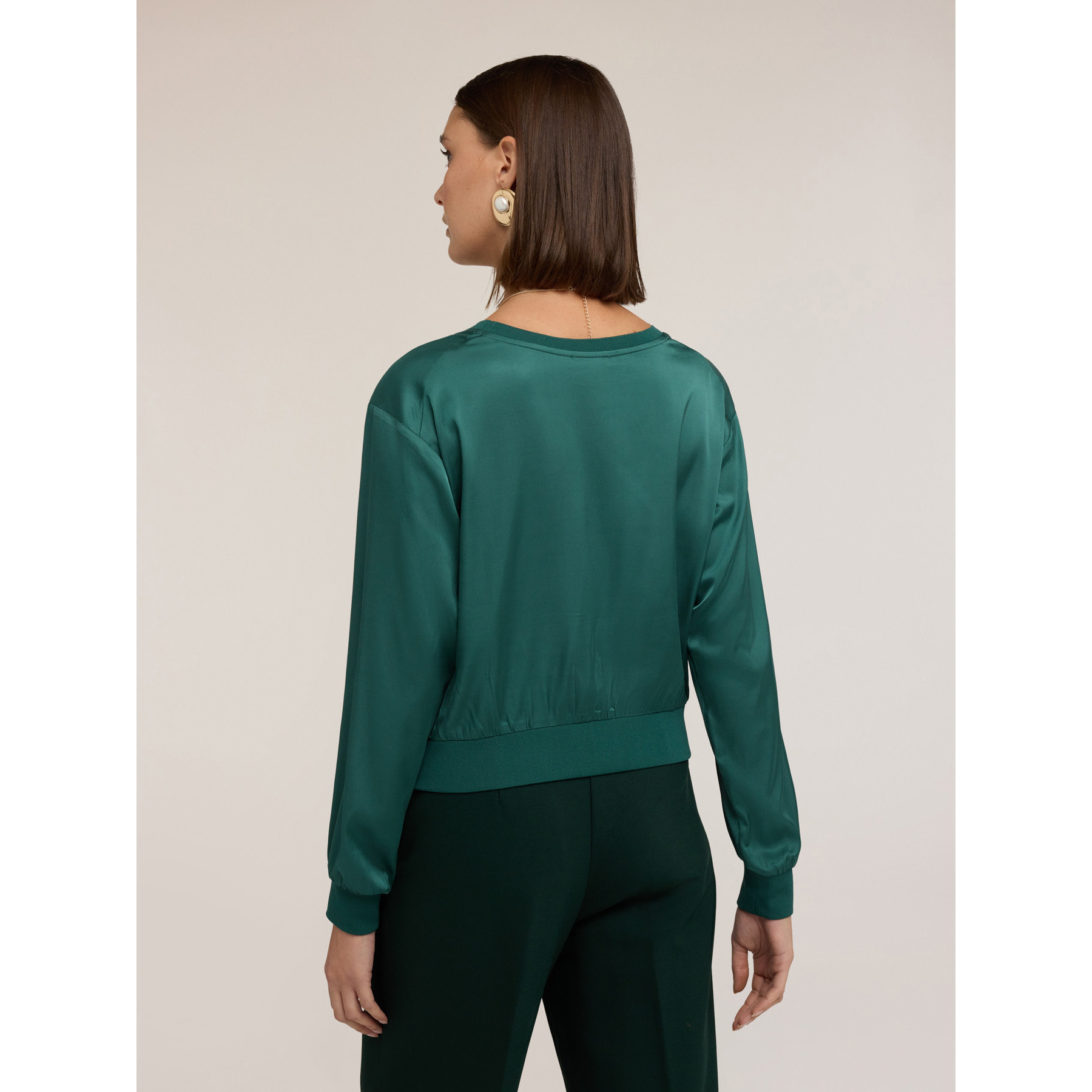 Motivi - Blusa in crepe de chine con vestibilità boxy - Verde