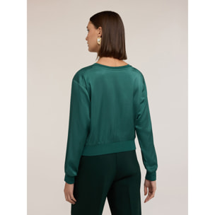 Motivi - Blusa in crepe de chine con vestibilità boxy - Verde