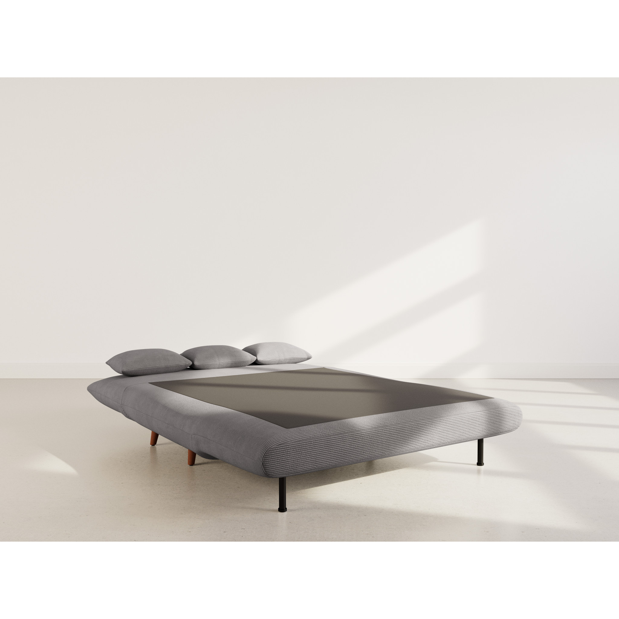 Lumi - Banquette convertible clic-clac 2 places en velours côtelé - Gris