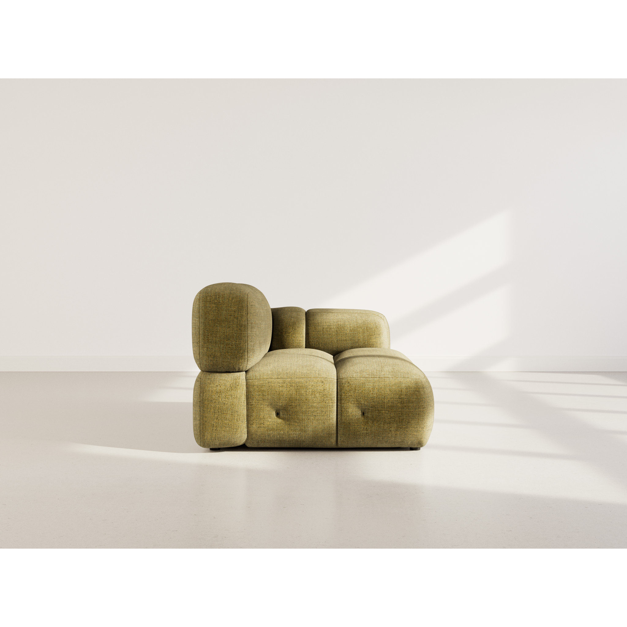 Grace - module d'assise droit en velours texturé - Vert Olive