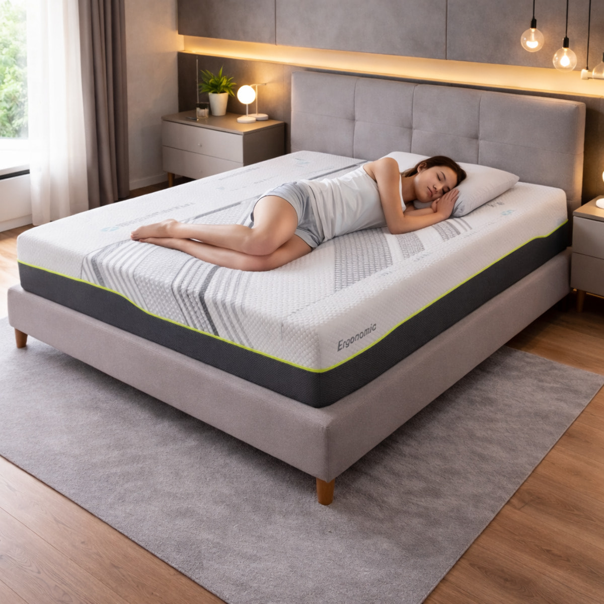 Materasso Luna Matrimoniale Memory 5 Strati Ergofive a 7 Zone Differenziate H25 Sfoderabile 180x200 Tessuto Resistex Bioceramic