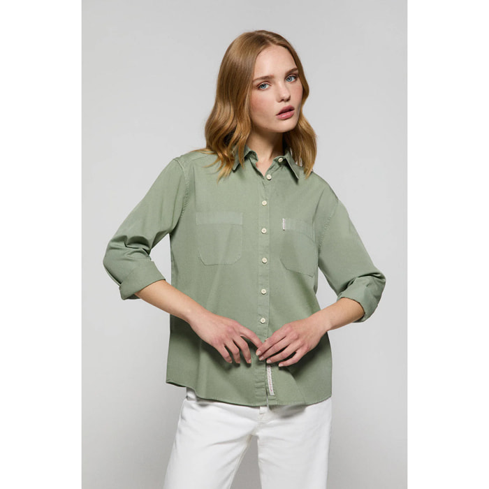 Camicia loose fit verde con taschini e dettagli Polo Club