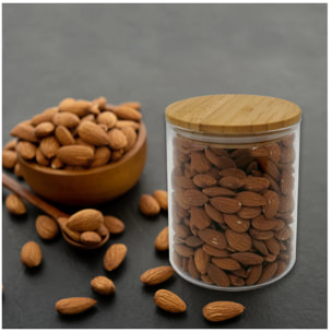 Ensemble de 2 Boîtes de conservation en verre 0,9L avec couvercle en Bambou Fackelmann Eco Friendly