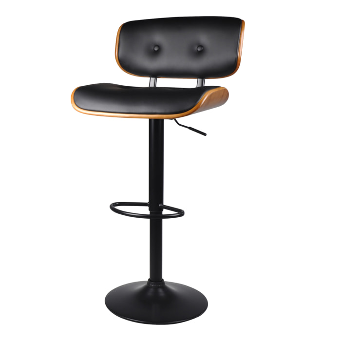 Chaise de bar réglable 65/86 cm en cuir synthétique noir - Melchior