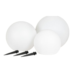 Lifton — Set 3 sfere LED solari da giardino in 3 misure, bianche, IP44