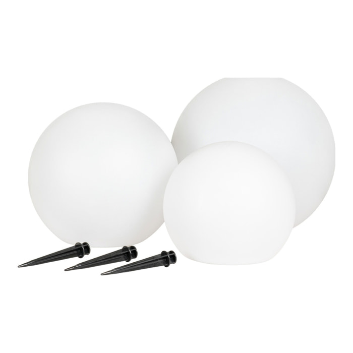 Lifton — Set 3 sfere LED solari da giardino in 3 misure, bianche, IP44