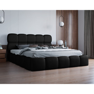 Mariposa - lit coffre - 140x200 cm - sommier inclus - en velours - Noir