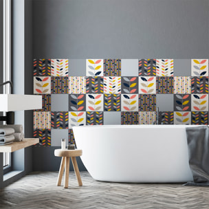 Stickers muraux - Sticker Mural Carrelage adhésif Cuisine Salle de Bain - 30 STICKERS CARRELAGES SCANDINAVE LASSE