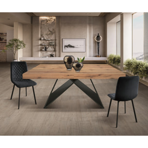 Tavolo VULCANO in legno, finitura rovere rustico con base in MDF antracite, allungabile 160×90 cm – 240×90 cm