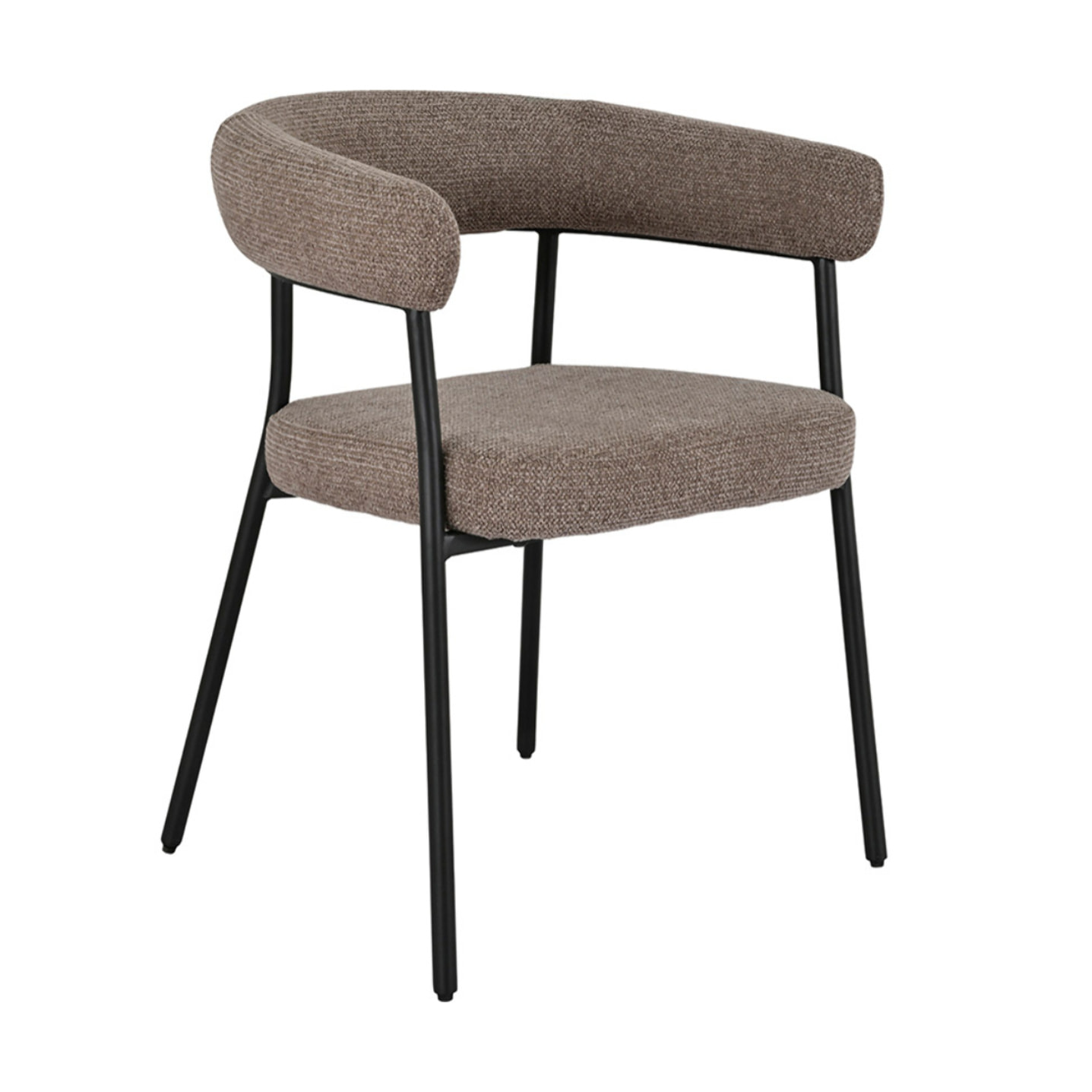 Sadie - lot de 2 chaises FSC  100% en tissu texturé - pieds en acier - Marron